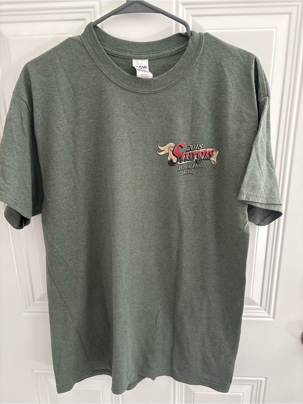 Gildan Men's Sturgis 2018 Olive Short Sleeve Logo Tee